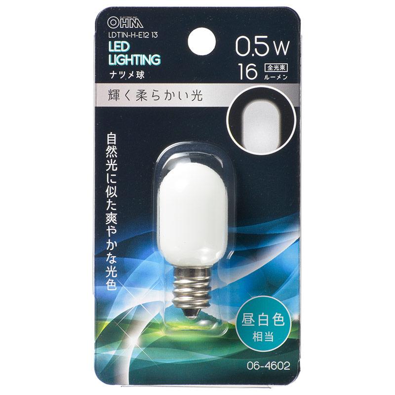LEDナツメ球(装飾用/0.5W/16lm/昼白色相当/T20/E12)_06-4602_LDT1N-H-E12 13_OHM(オーム電機)