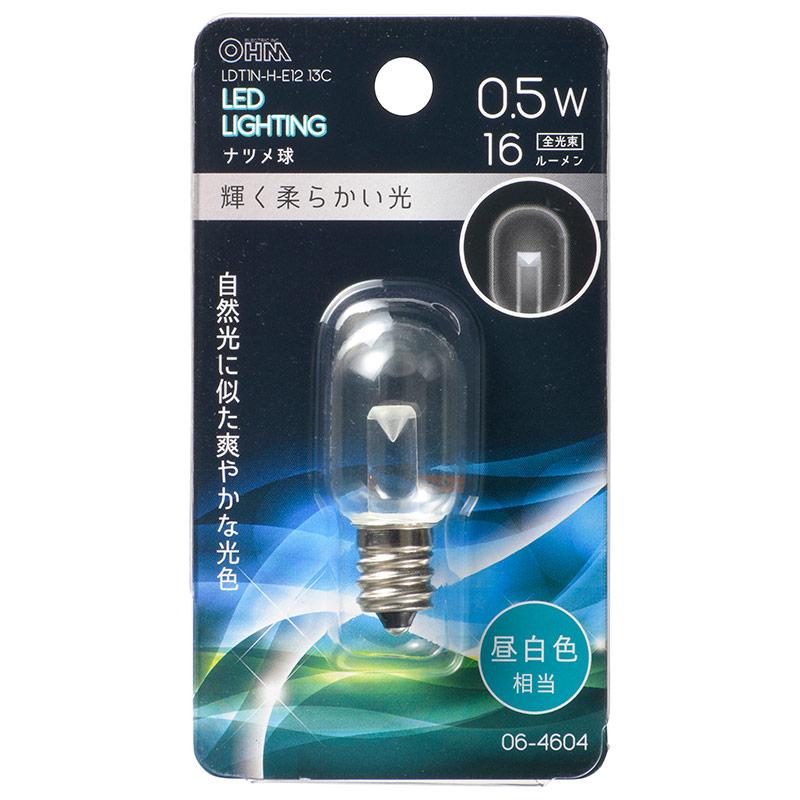 LEDナツメ球(装飾用/0.5W/16lm/昼白色相当/T20/E12/透明クリア)_06-4604_LDT1N-H-E12 13C_OHM(オーム電機)