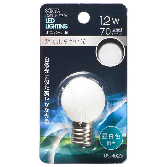 LEDミニボール球(装飾用/1.2W/70lm/昼白色/G30/E17)_06-4629_LDG1N-H-E17 14_OHM(オーム電機)