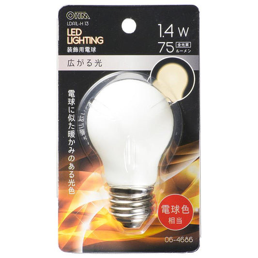 LED電球(装飾用/1.4W/75lm/電球色/PS/E26)_06-4686_LDA1L-H 13_OHM(オーム電機)
