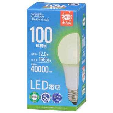 LED電球(100形相当/昼白色/1665lm/E26/全方向配光280°/12.0W/密閉器具対応)_06-5516_LDA13N-G AG6_OHM(オーム電機)