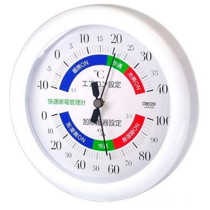 温湿度計(快適家電管理表示) ホワイト_07-7738_TR-130W_Crecer(クレセル)