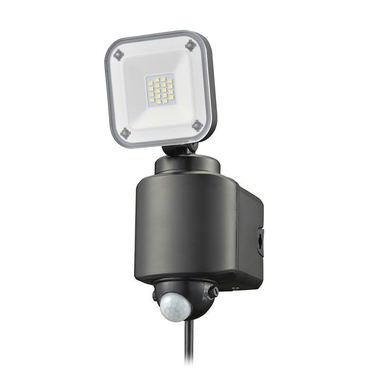 防犯センサーライト1灯(1600lm/昼光色/コンセント式、コード長3m/焦電型赤外線センサー/保護等級IP44)_07-8808_LS-A160W1_OHM(オーム電機)