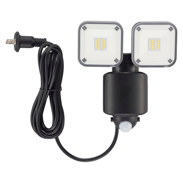 防犯センサーライト2灯(3200lm/昼光色/コンセント式、コード長3m/焦電型赤外線センサー/保護等級IP44)_07-8809_LS-A320W2_OHM(オーム電機)