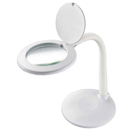 ルーペ付きLEDスタンドライト(レンズ幅100mm/ホワイト)_08-0787_DS-L24ZS-W_OHM(オーム電機)