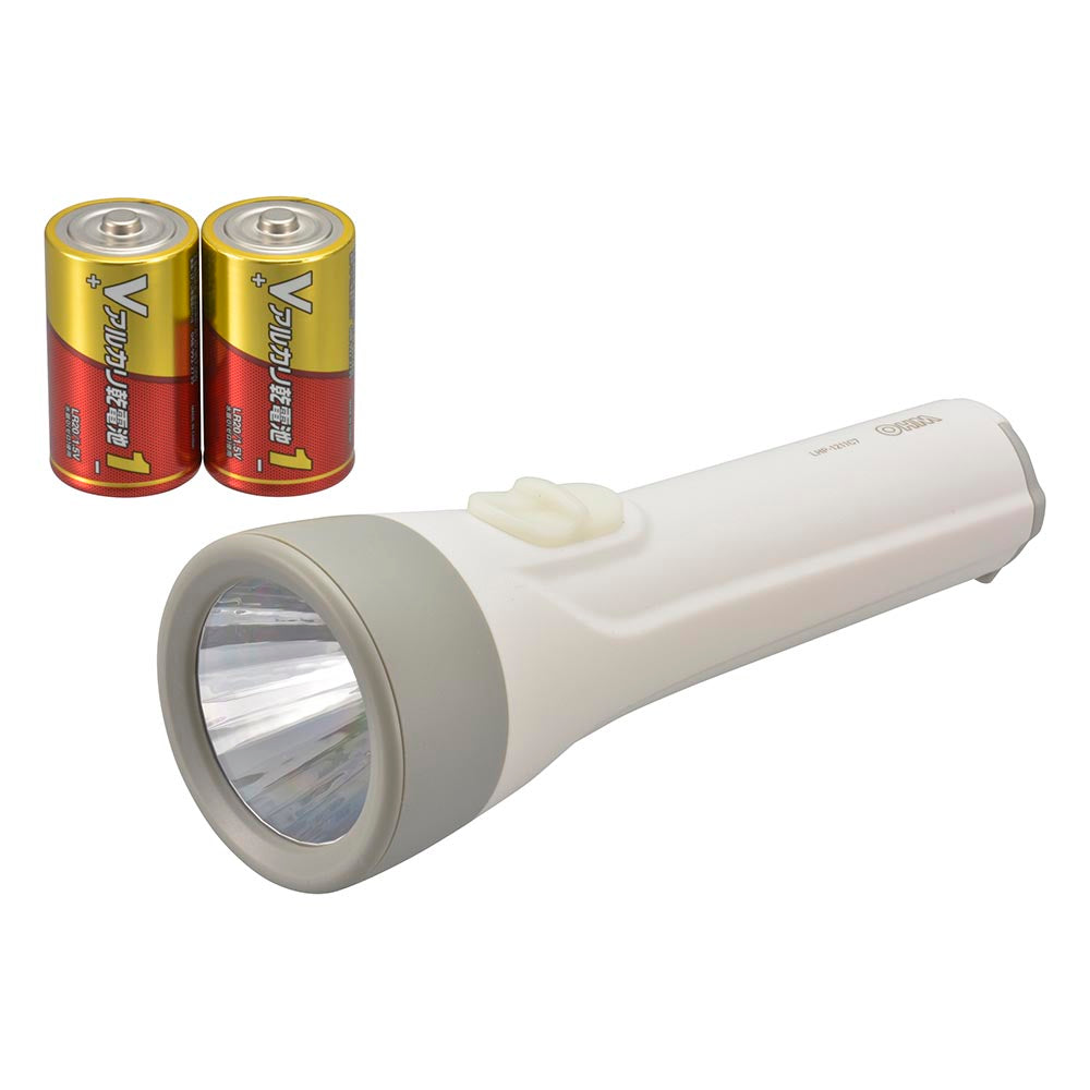 乾電池付LEDライト(110lm/単1形×2本付属/連続使用135時間/蓄光スイッチ)_08-0924_LHP-1211C7_OHM(オーム電機)