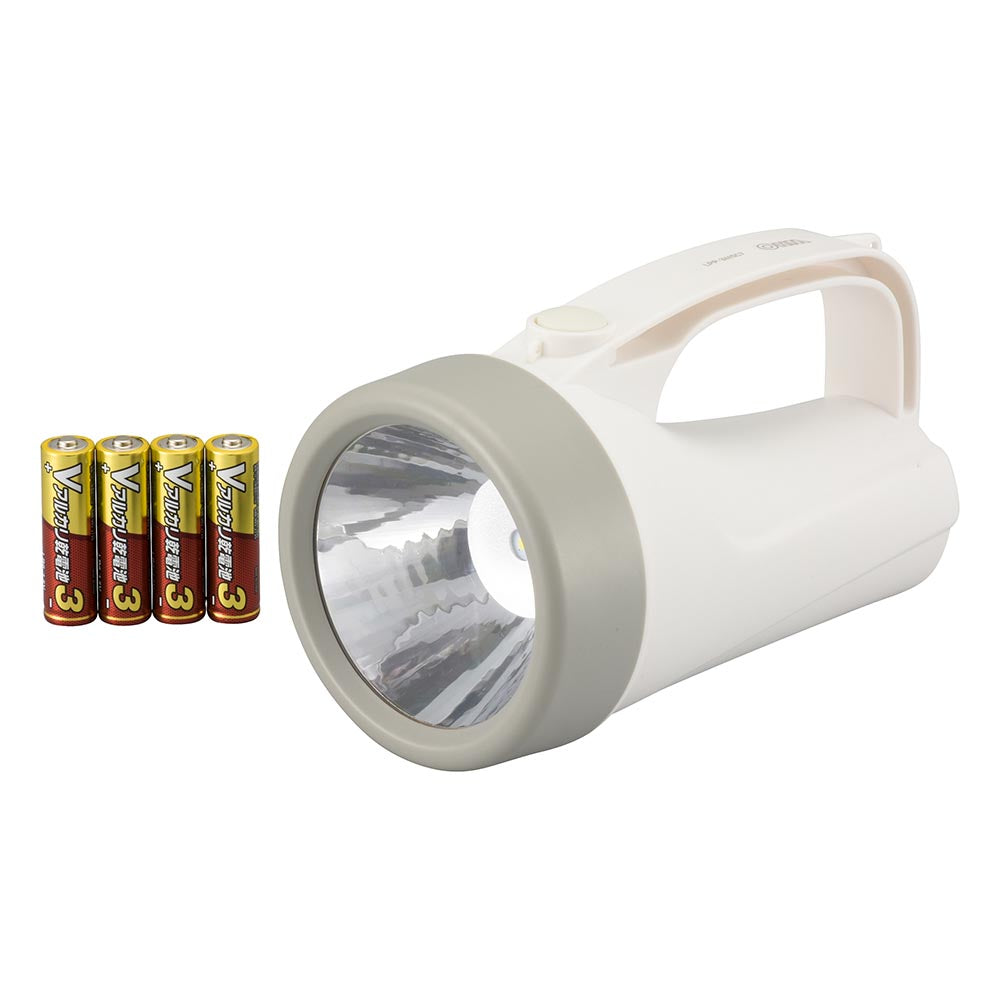 V電池付LED強力ライト(150 lm/蓄光スイッチ/保護等級IPX4/連続点灯20時間/単3形×4本付属)_08-0925_LPPー3415C7_OHM(オーム電機)