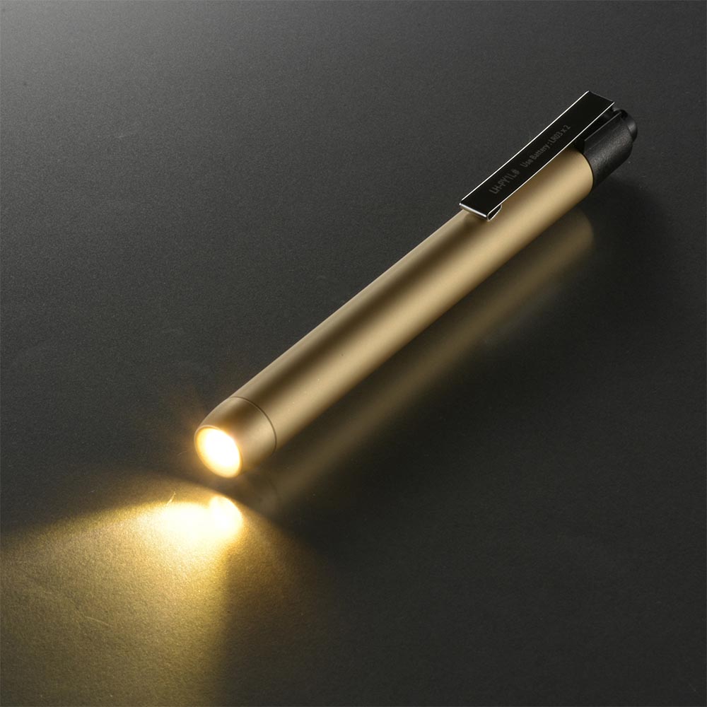 LEDペンライト(電球色/20 lm/単4形×2本使用/連続使用75時間/保護等級 IPX2/アルミボディ/ゴールド)_08-1002_LH-PY1L-G2_OHM(オーム電機)