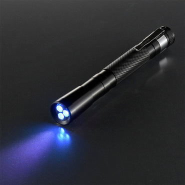 3灯式LED UVブラックライト(波長375nm/連続使用20時間/単4形×2本使用/アルミボディ)_08-1023_LHA-UV375/3-K2_OHM(オーム電機)