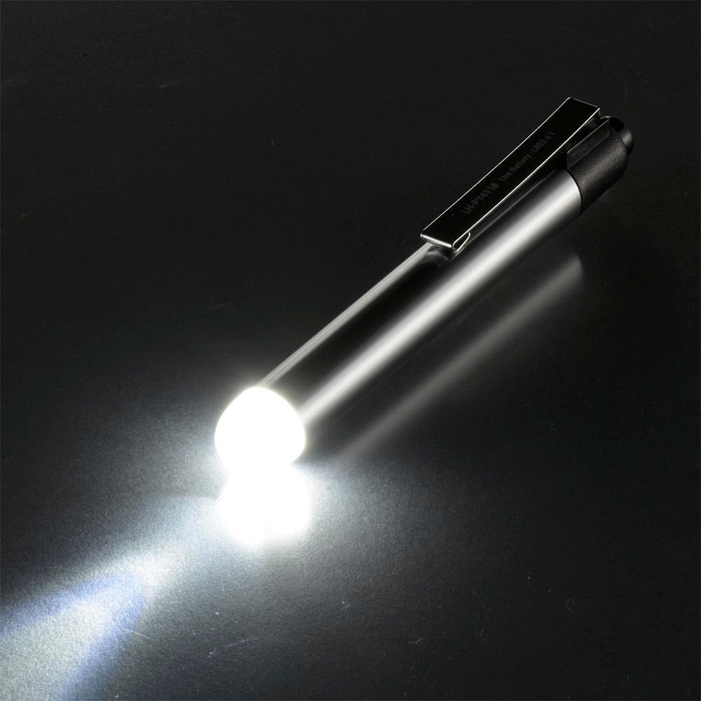 LEDペンライト(10 lm/単4形×1本使用/連続使用16時間/保護等級 IPX2/アルミボディ/シルバー)_08-1030_LH-PY411-S2_OHM(オーム電機)