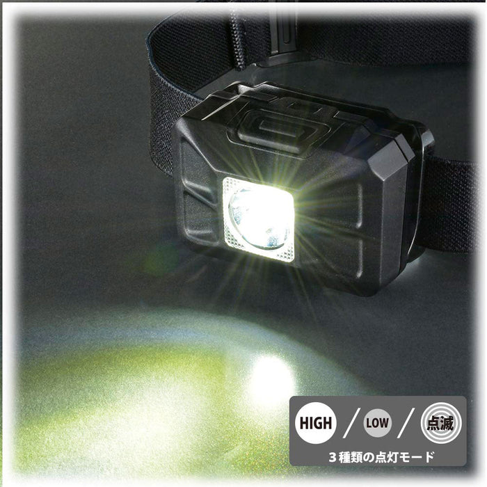 LEDヘッドライト（100lm/単4形×3本使用/保護等級IPX3防雨形/連続使用HIGH7.5時間、LOW35時間）_08-1362_LC-H100-K_OHM（オーム電機）