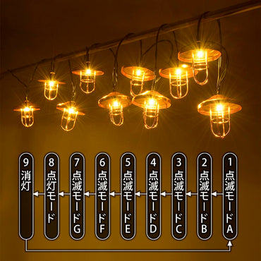 LEDレジャーランタン(10連結/暖黄色/19.5 lm/連続使用MAX5.5時間/IPX3防雨形/単3×3本使用)_08-1364_SL-10L_OHM(オーム電機)