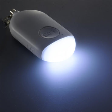 LEDミニライト【防犯アラーム付】(大音量90dB/15 lm/充電式/USBケーブル付属/ホワイト)_08-1366_KH-SOS1-W_OHM(オーム電機)