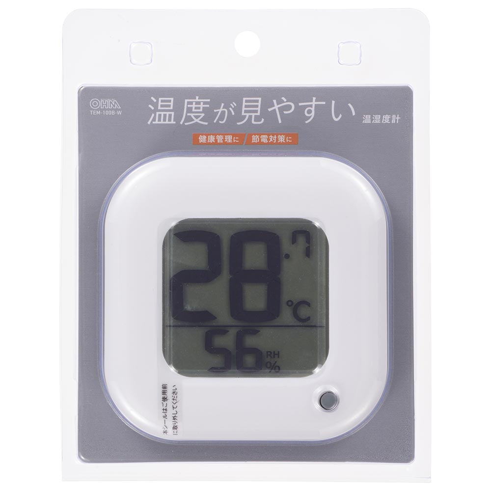 デジタル温湿度計(メモリー機能/置き掛け両用/ 単4形×1本使用/ホワイト)_08-1444_TEM-100B-W_OHM(オーム電機)