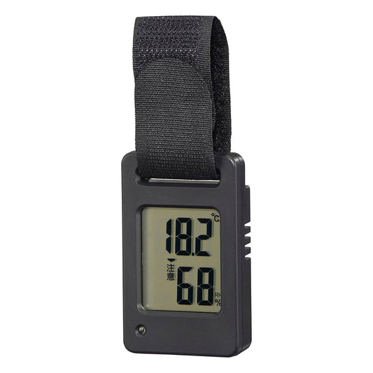 ポータブル温湿度計(熱中症予防指針4段階表示/コイン型電池 CR2032×1個付属/ブラック)_08-1453_TEM-801-K_OHM(オーム電機)