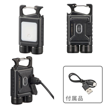 コンパクト2WAYライト(USB充電式/WレンズでMAX600lm/保護等級IPX4/連続使用HIGHで2.5時間/ブラック)_08-1524_LH-CW60A5_OHM(オーム電機)