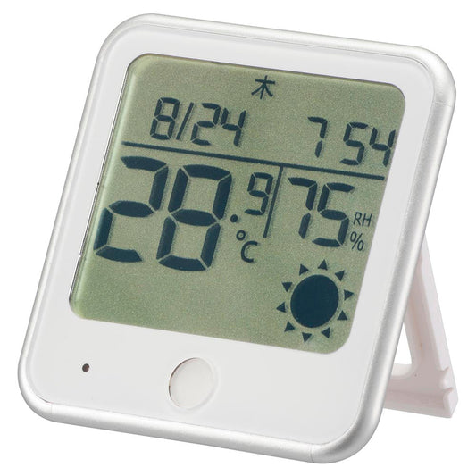 温湿度計(インフルエンザ・熱中症注意機能/単4形×2本使用/メモリー機能/カレンダー表示・時計機能/ホワイト)_08-1551_TEM-300B-W_OHM(オーム電機)