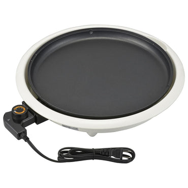 ホットプレート(1300W、230℃ で高温調理/耐熱強化ガラスふた付き/フッ素樹脂加工/プレート着脱式/コード長1.45m/ホワイト)_08-3292_COK-YM130A-W_OHM(オーム電機)