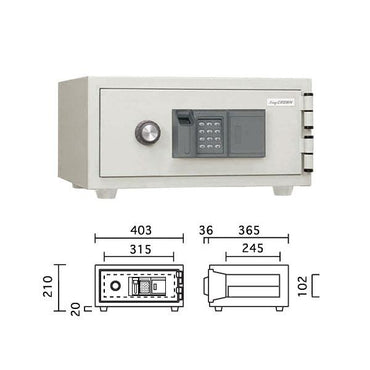 CPS-FPE-A4_指紋認証式耐火金庫 7.8L 22kg_【送料・設置料見積要】【代引不可】【メーカー直送】_KingCrown(日本アイ・エス・ケイ)