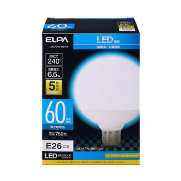LDG7D-G-G2103_LED電球 ボール球形 G95 口金E26 60W形 昼白色_ELPA(エルパ・朝日電器)