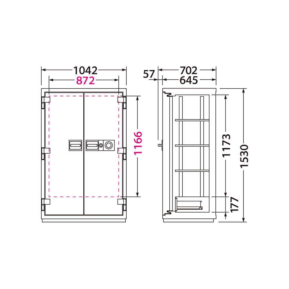 NCW-52 EIKO エーコー 業務用耐火金庫 ダイヤルタイプ(100万変換ダイヤル式) 2時間耐火 670kg 526L