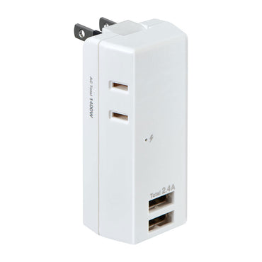 耐雷USBタップ2個口2ポート2.4A_UA-222SB_ELPA(エルパ・朝日電器)