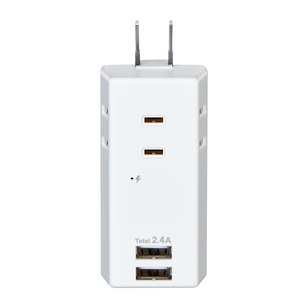 耐雷USBタップ3個口2ポート2.4A_UA-322SB_ELPA(エルパ・朝日電器)