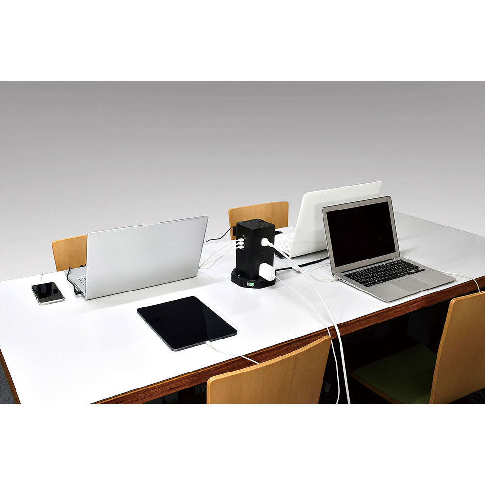 タワー型タップ12P4USB_WBS-TW1204USB-BK_ELPA(エルパ・朝日電器)