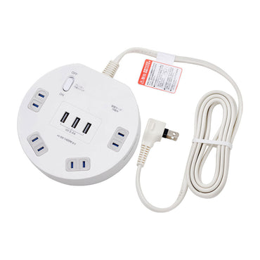 耐雷丸形4P2mUSBタップ_WLS-LS402RUSB-W_ELPA(エルパ・朝日電器)