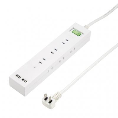 集中スイッチ付9個口タップ+USB2ポート 2m ホワイト_H6BK11122UWH_YAZAWA(ヤザワコーポレーション)