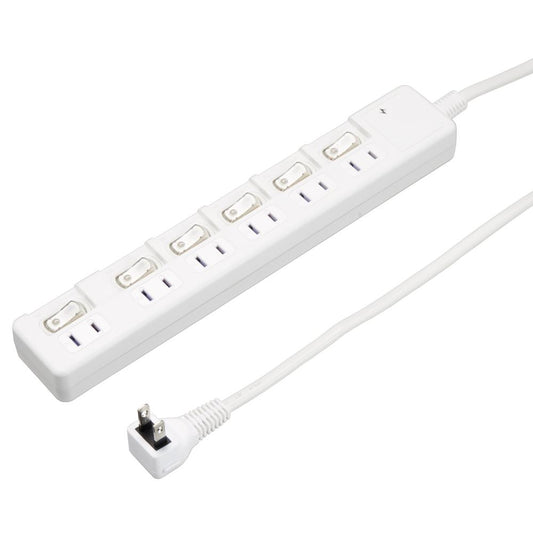 雷ガード付節電タップ 6個口 1m ホワイト_H8KS661WH_YAZAWA(ヤザワコーポレーション)