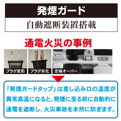 発煙ガードマイクロタップ（2個口/ホワイト）_00-2584_HS-AM2H-W_OHM（オーム電機）