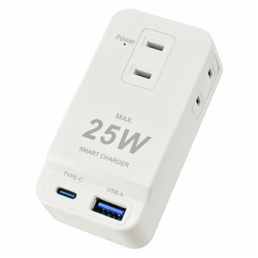 発煙ガードトリプルタップ（USB Type-A、C/3個口/ホワイト）_00-2588_HS-A3U1C1H-W_OHM（オーム電機）