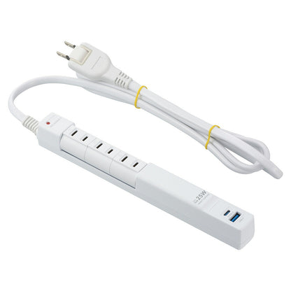回転スリムタップ（雷ガード/PD25W/USB-A・C各1/3個口/1.5m/白）_00-2589_HS-T3RU1C1KF-W_OHM（オーム電機）