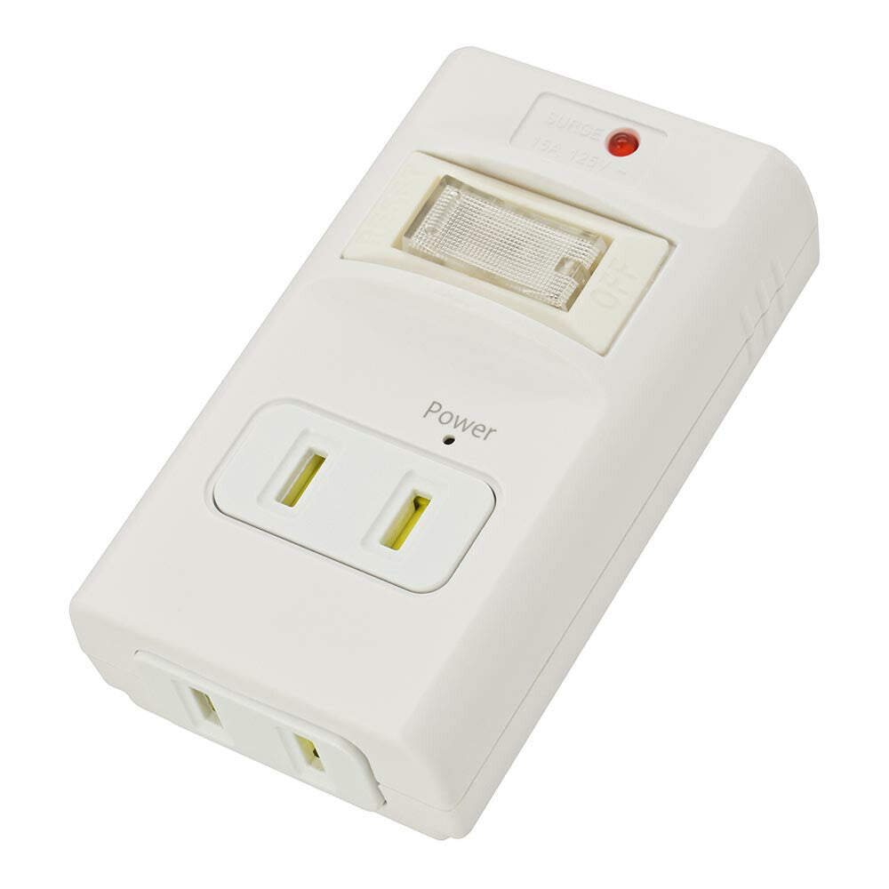 発煙ガードタップ（雷ガード/ホコリシャッター/2個口/ホワイト）_00-2591_HS-A2PH-W_OHM（オーム電機）