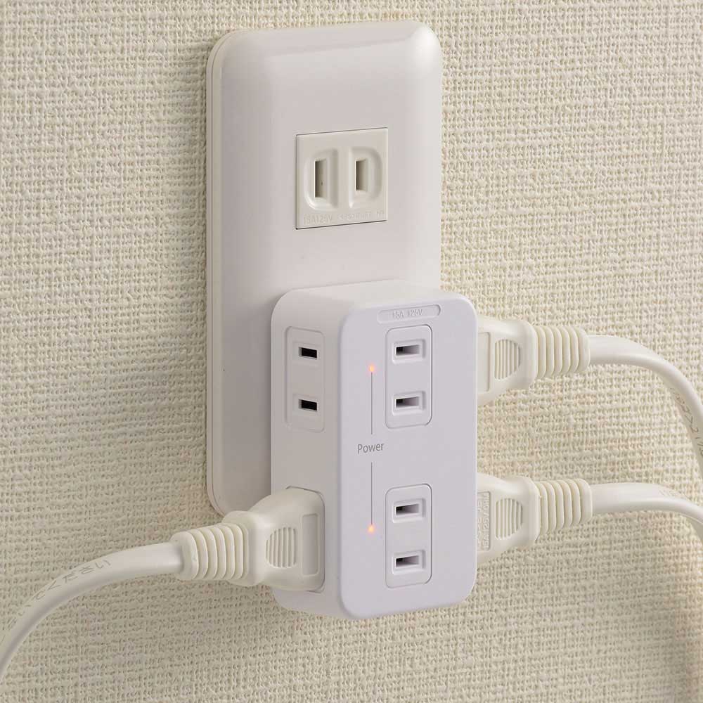 発煙ガードタップ（6個口/ホワイト）_00-2602_HS-A6H-W_OHM（オーム電機）
