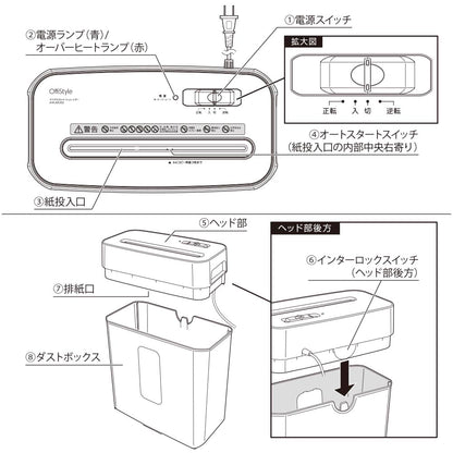 マイクロカットシュレッダー（容量11リットル/A4/ブラック）_00-6174_SHR-MX302_OHM（オーム電機）