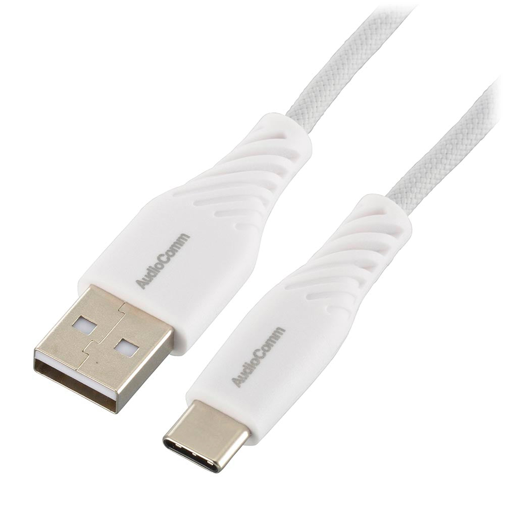 さらさらUSBケーブル（USB Type A to C/2m/ナイロンメッシュ素材/グレー）_01-7253_SMT-L20SCA15N_OHM（オーム電機）