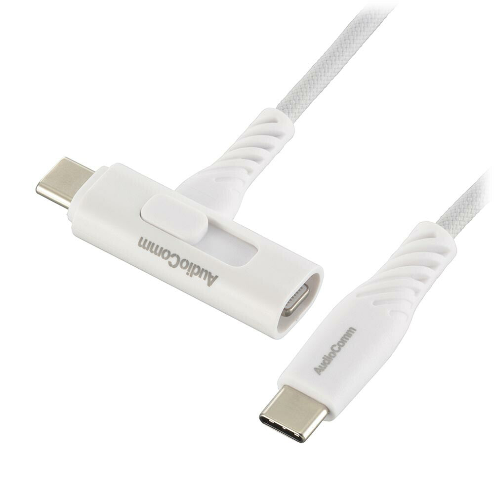さらさらUSBケーブル（Lightning 18WとUSB Type-C 15W 片側切換式/1.5m/ナイロンメッシュ素材/グレー）_01-7261_SMT-L15ST1815N_OHM（オーム電機）
