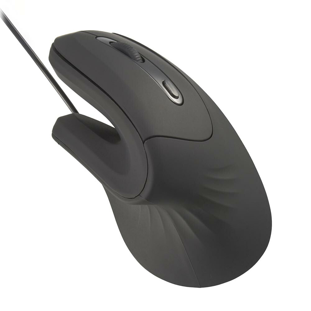 エルゴノミクスマウス（静音設計/6ボタン/加速度20G/ケーブル長1.4m/Mサイズ/ブラック））_01-7282_PC-SMTEG01-K_OHM（オーム電機）