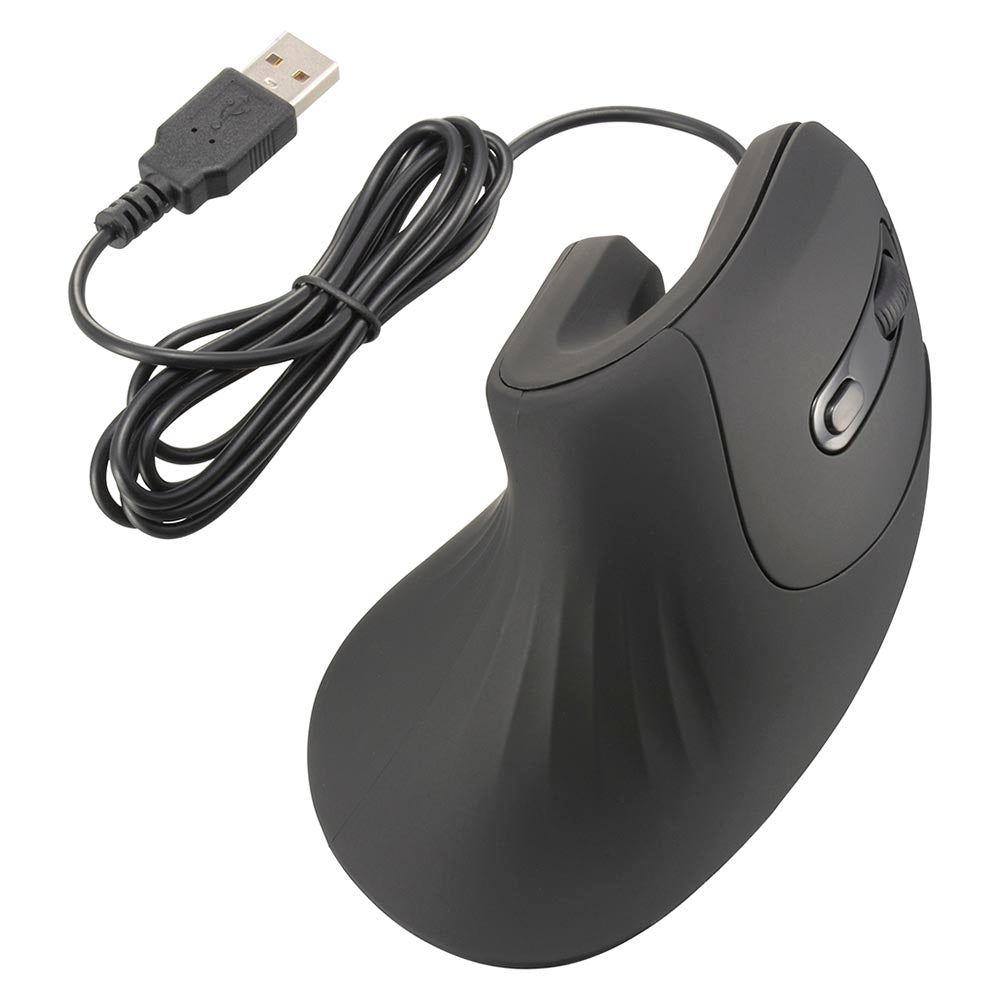 エルゴノミクスマウス（静音設計/6ボタン/加速度20G/ケーブル長1.4m/Mサイズ/ブラック））_01-7282_PC-SMTEG01-K_OHM（オーム電機）