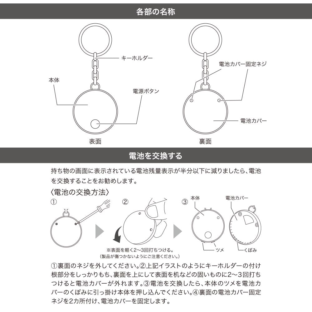 スマートタグ（紛失防止タグ/3Vコイン形電池CR2032/Bluetooth/黒）_01-7335_SMT-OB01-K_OHM（オーム電機）