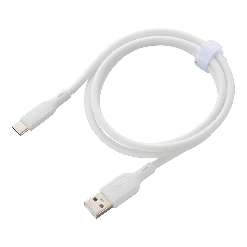 なめらかケーブル（1m/シリコンタイプ/USB-A to C/5V・3A対応/白）_01-7336_SMT-L10SAC-W_OHM（オーム電機）