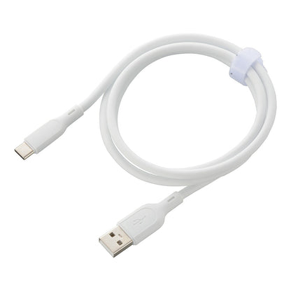 なめらかケーブル（1m/シリコンタイプ/USB-A to C/5V・3A対応/白）_01-7336_SMT-L10SAC-W_OHM（オーム電機）