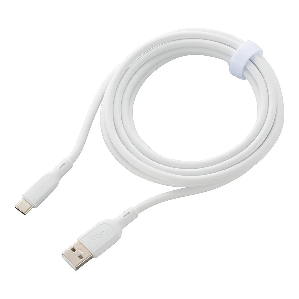 なめらかケーブル（2m/シリコンタイプ/USB-A to C/5V・3A対応/白）_01-7337_SMT-L20SAC-W_OHM（オーム電機）