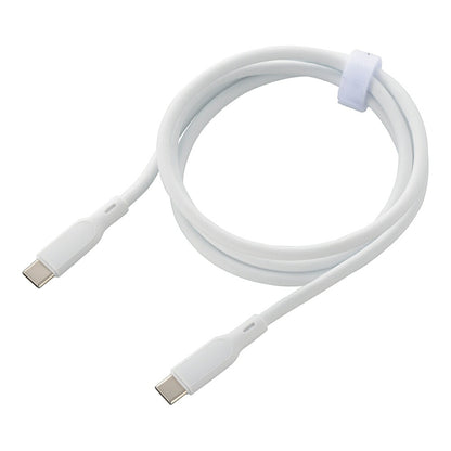 なめらかケーブル（1m/シリコンタイプ/USB-C to C/PD100W対応/白）_01-7338_SMT-L10SCC-W_OHM（オーム電機）