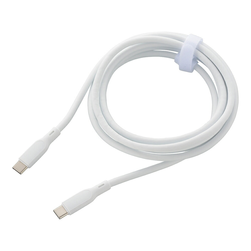 なめらかケーブル（2m/シリコンタイプ/USB-C to C/PD100W対応/白）_01-7339_SMT-L20SCC-W_OHM（オーム電機）