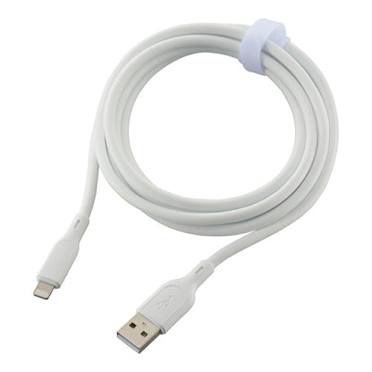 なめらかケーブル（2m/シリコンタイプ/USB-A to Lightning/5V・3A対応/白）_01-7344_SMT-L20SAL-W_OHM（オーム電機）