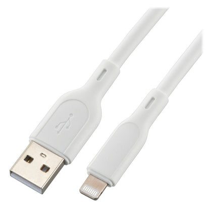 なめらかケーブル（2m/シリコンタイプ/USB-A to Lightning/5V・3A対応/白）_01-7344_SMT-L20SAL-W_OHM（オーム電機）