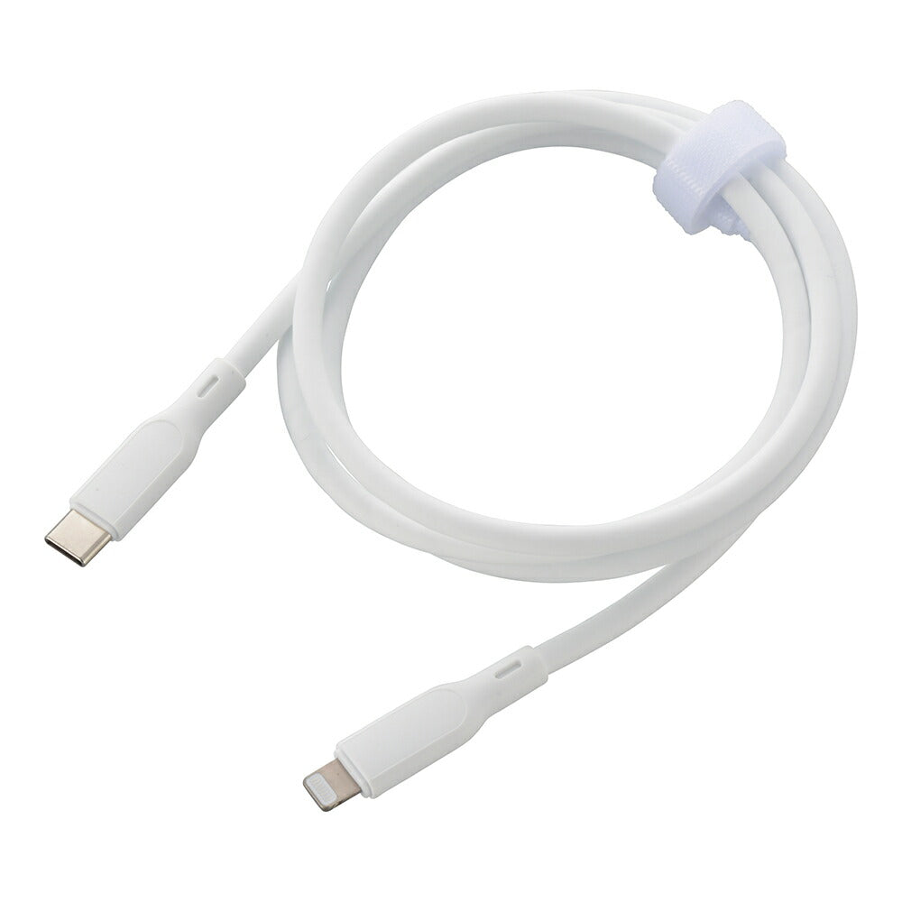 なめらかケーブル（1m/シリコンタイプ/USB-C to Lightning/PD60W対応/白）_01-7345_SMT-L10SCL-W_OHM（オーム電機）